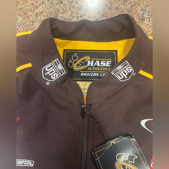 Chase Authentics NASCAR UPS Mens Size M Winston Cup Quarter Zip Shirt Brown - Picture 8 of 15